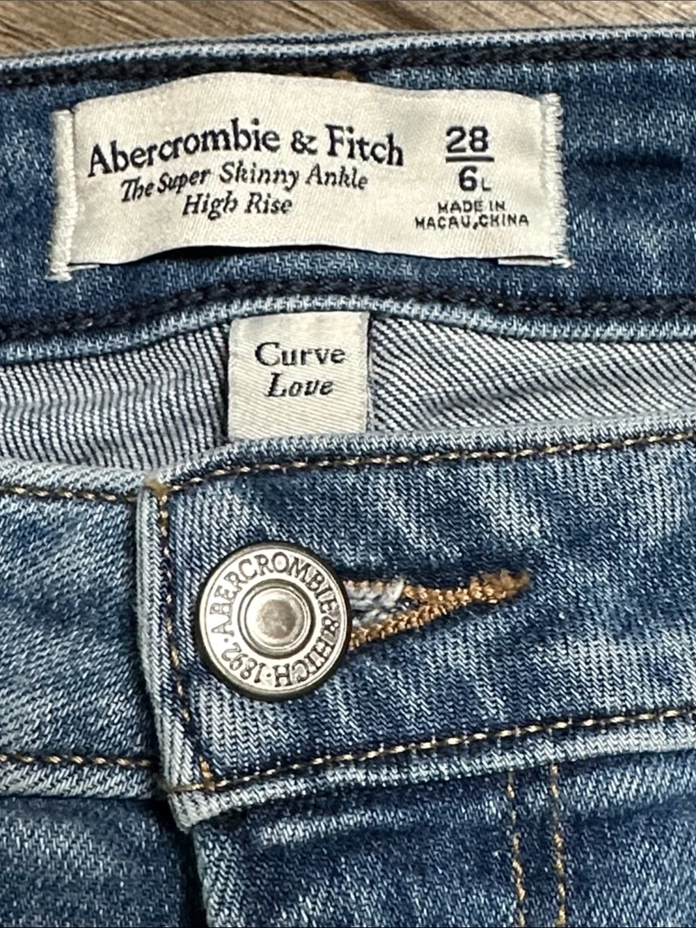 Abercrombie & Fitch Super Skinny Ankle High Rise Curve Love Blue Jeans 28 Long